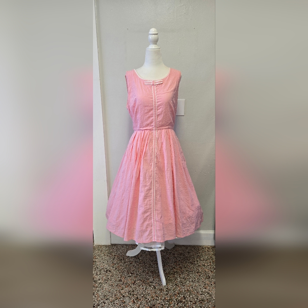 Tatyana Pink 1950s Dress With Bow
